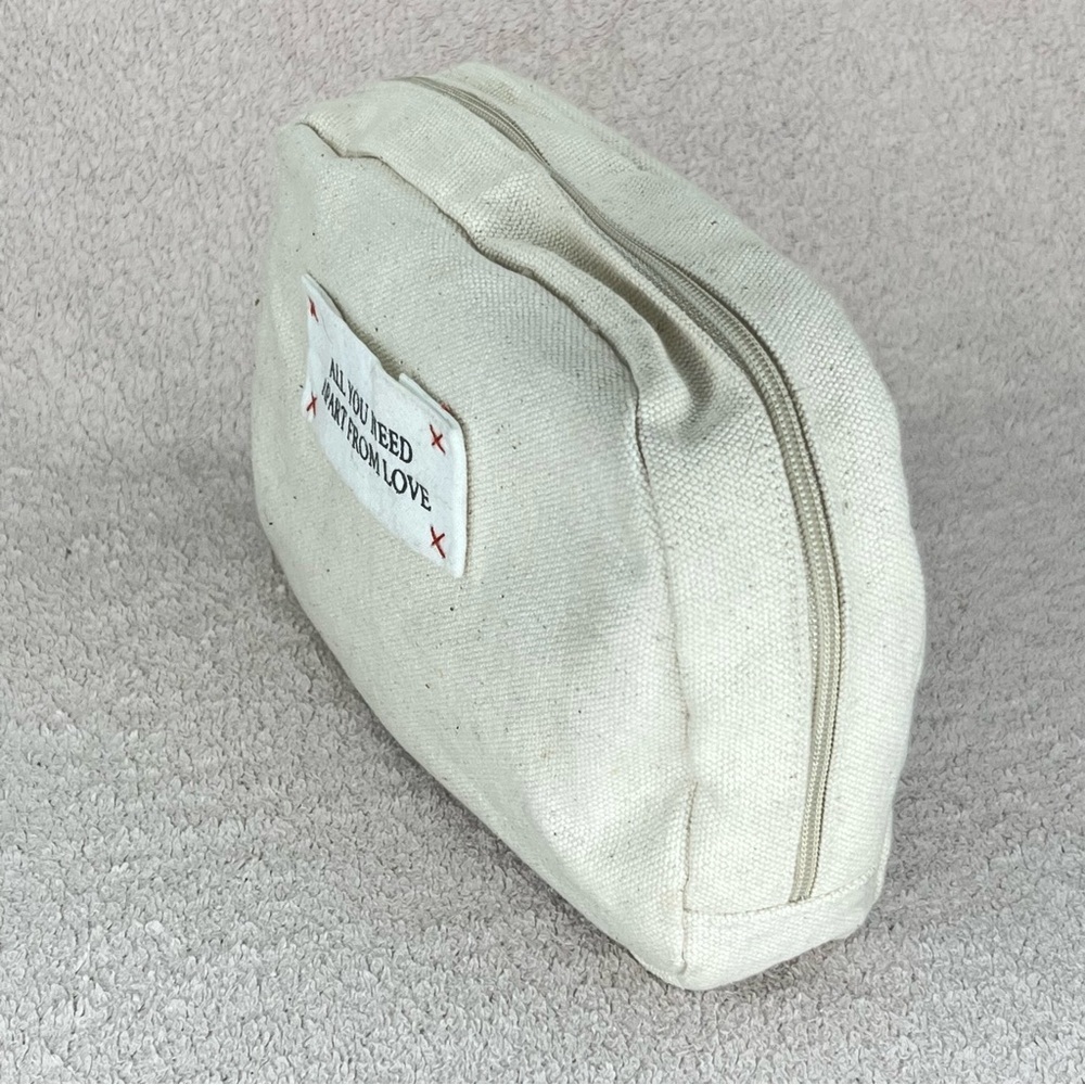 Davines Cotton Cosmetic Dopp Kit Makeup Bag-Ivory-All You Need Apart From Love - Picture 4 of 12